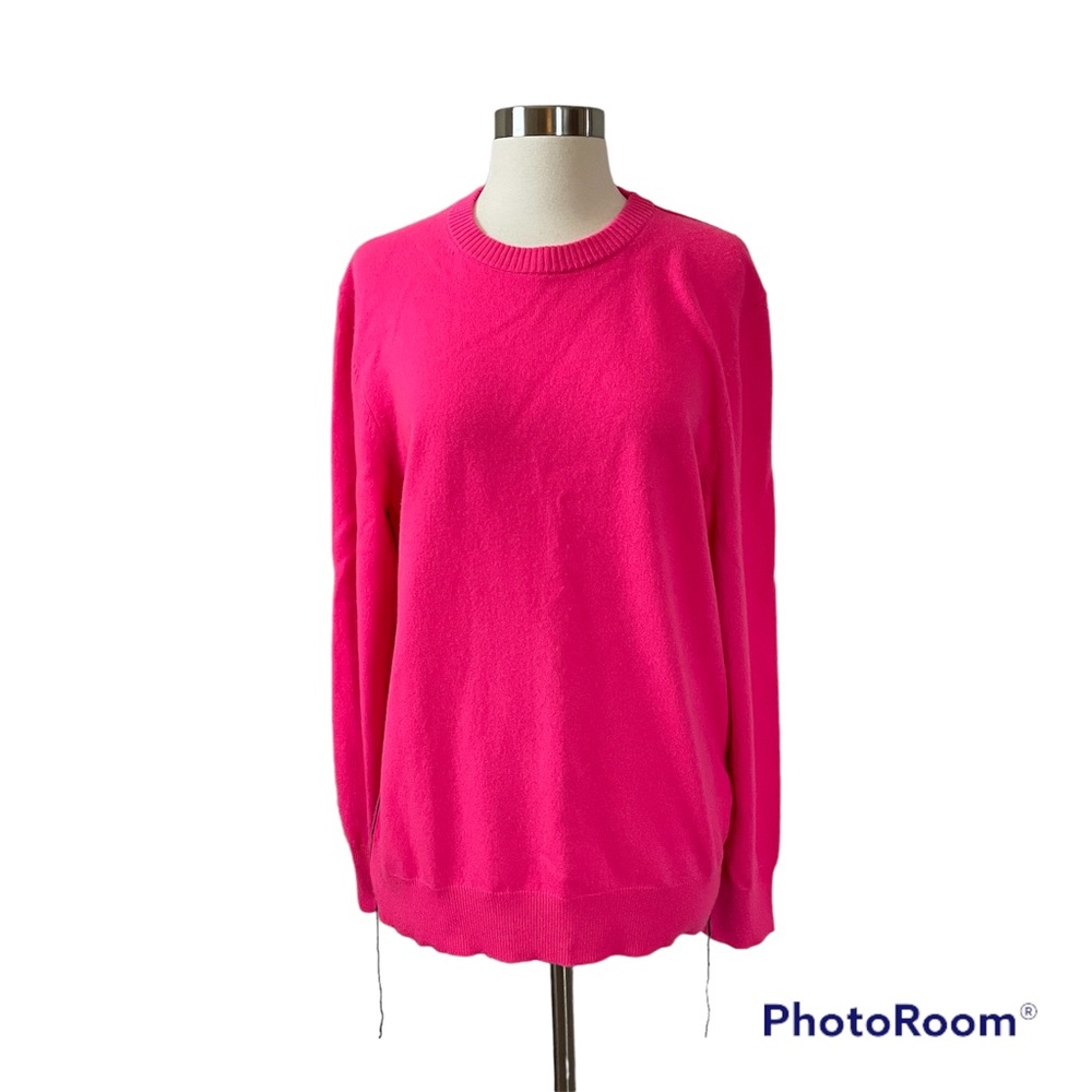Helmut Lang Hot Pink 100% Cashmere Sweater, Size Large